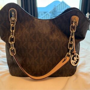 Michael Kors Black and Tan Shoulder Bag